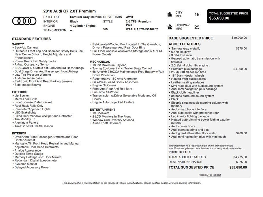 2018 Audi Q7 Premium Plus